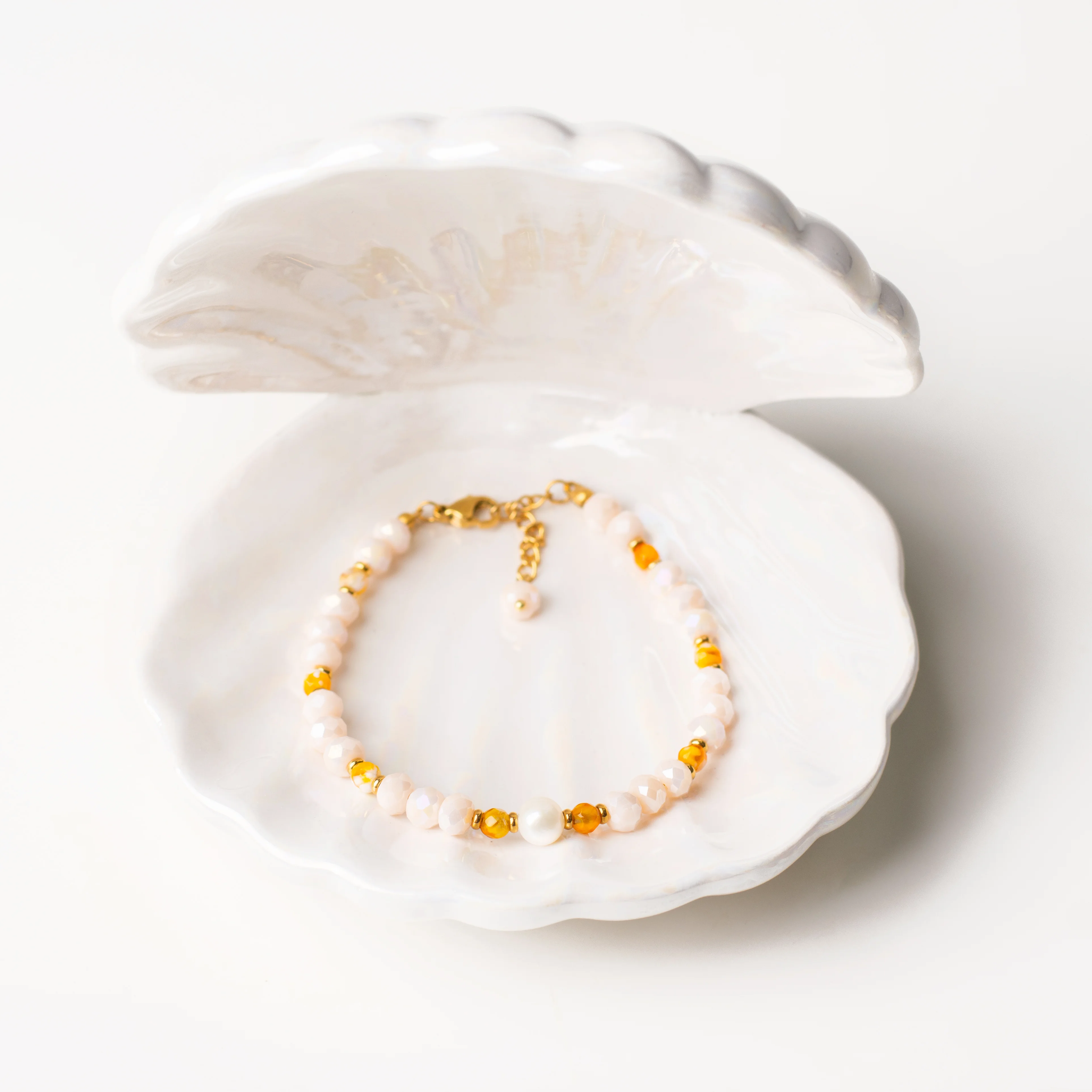 Alternative view of Βραχιόλι με πορτοκαλί αχάτη και κρύσταλλα - Καλοκαιρινό Φως