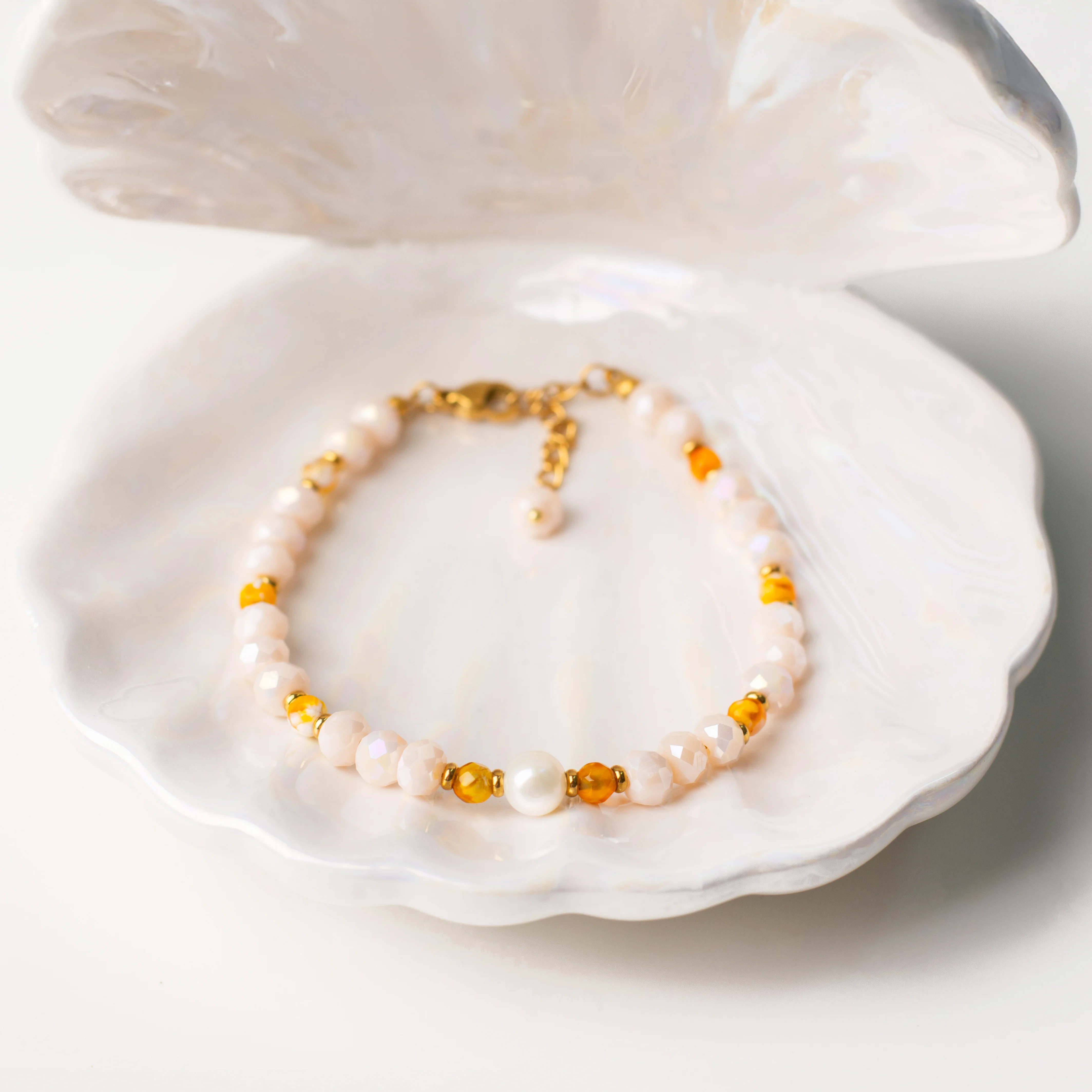 Βραχιόλι με πορτοκαλί αχάτη και κρύσταλλα - Καλοκαιρινό Φως