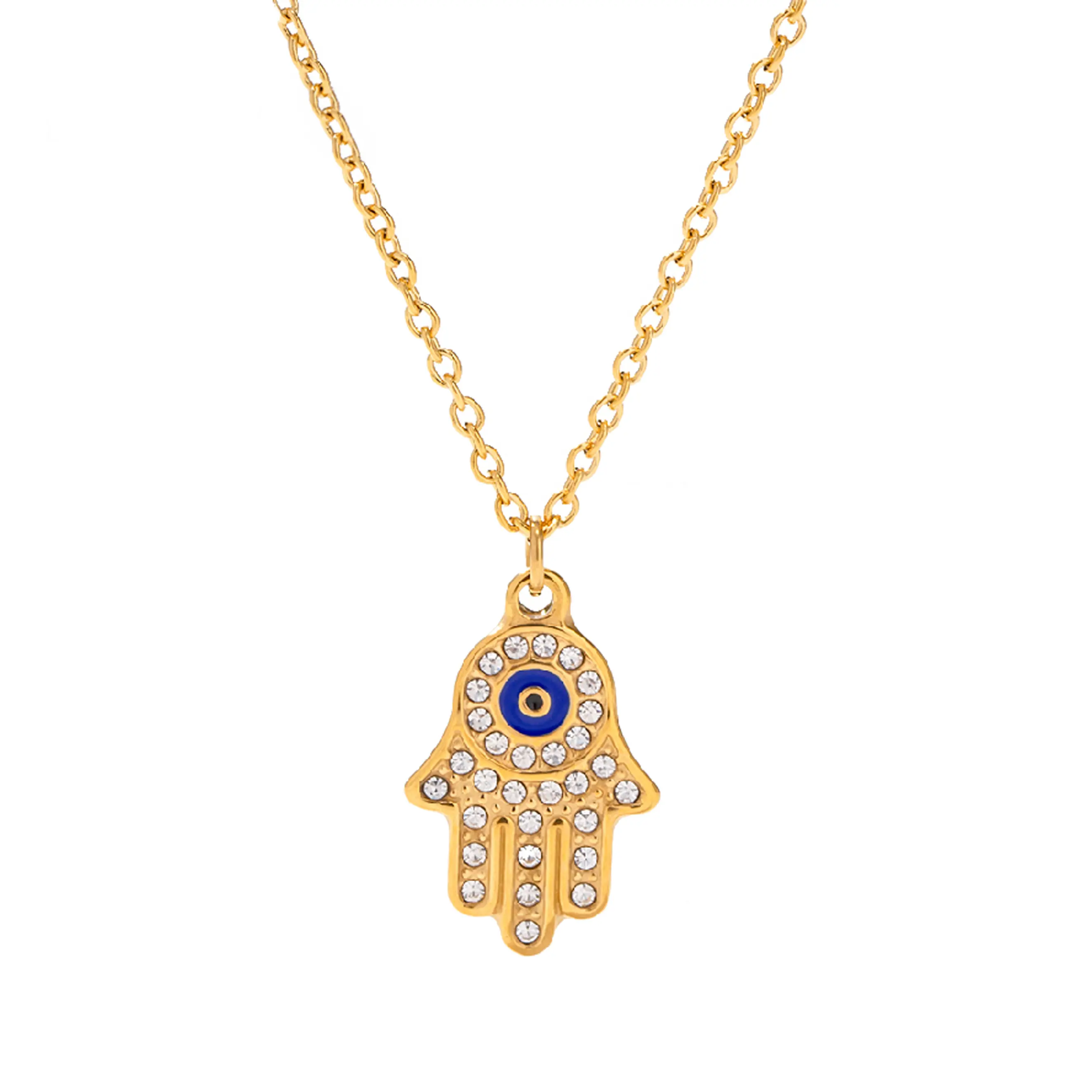 Προστασία και Κομψότητα - Κολιέ Hamsa με Evil Eye και Ζιργκόν