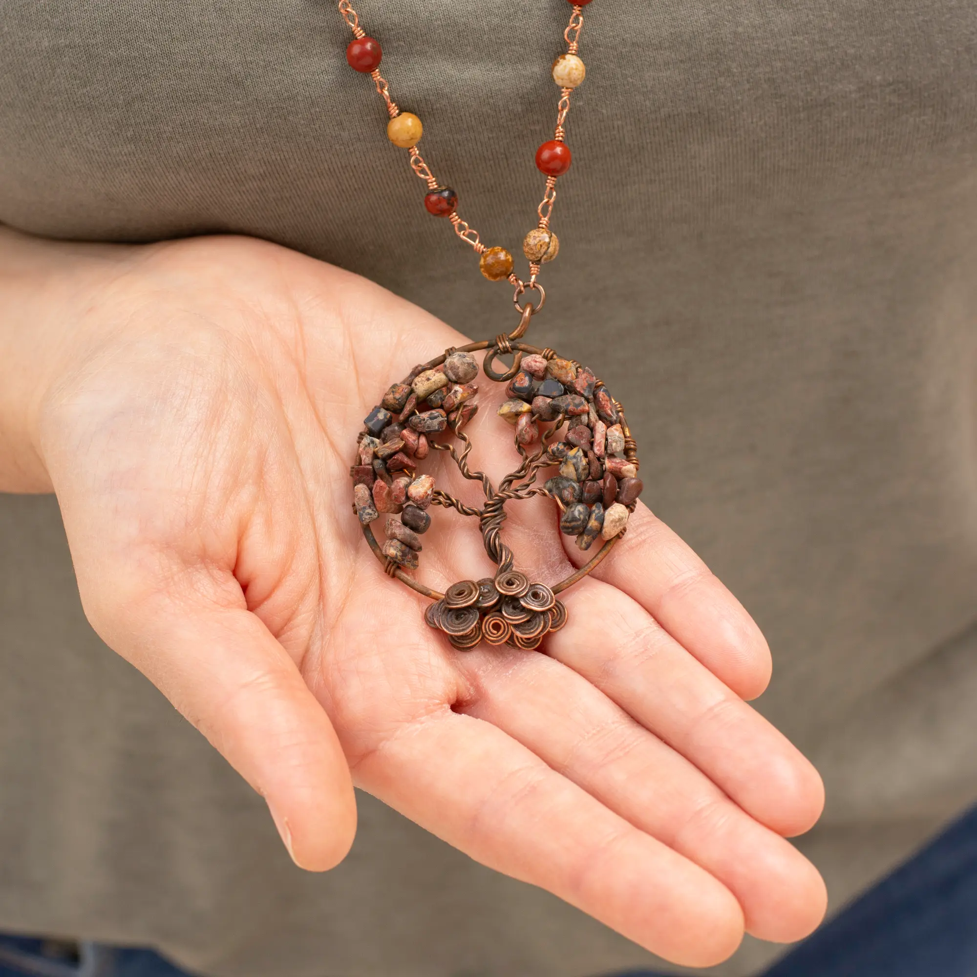 Κολιέ δέντρο της ζωής ροζάριο με ίασπι - Image 3