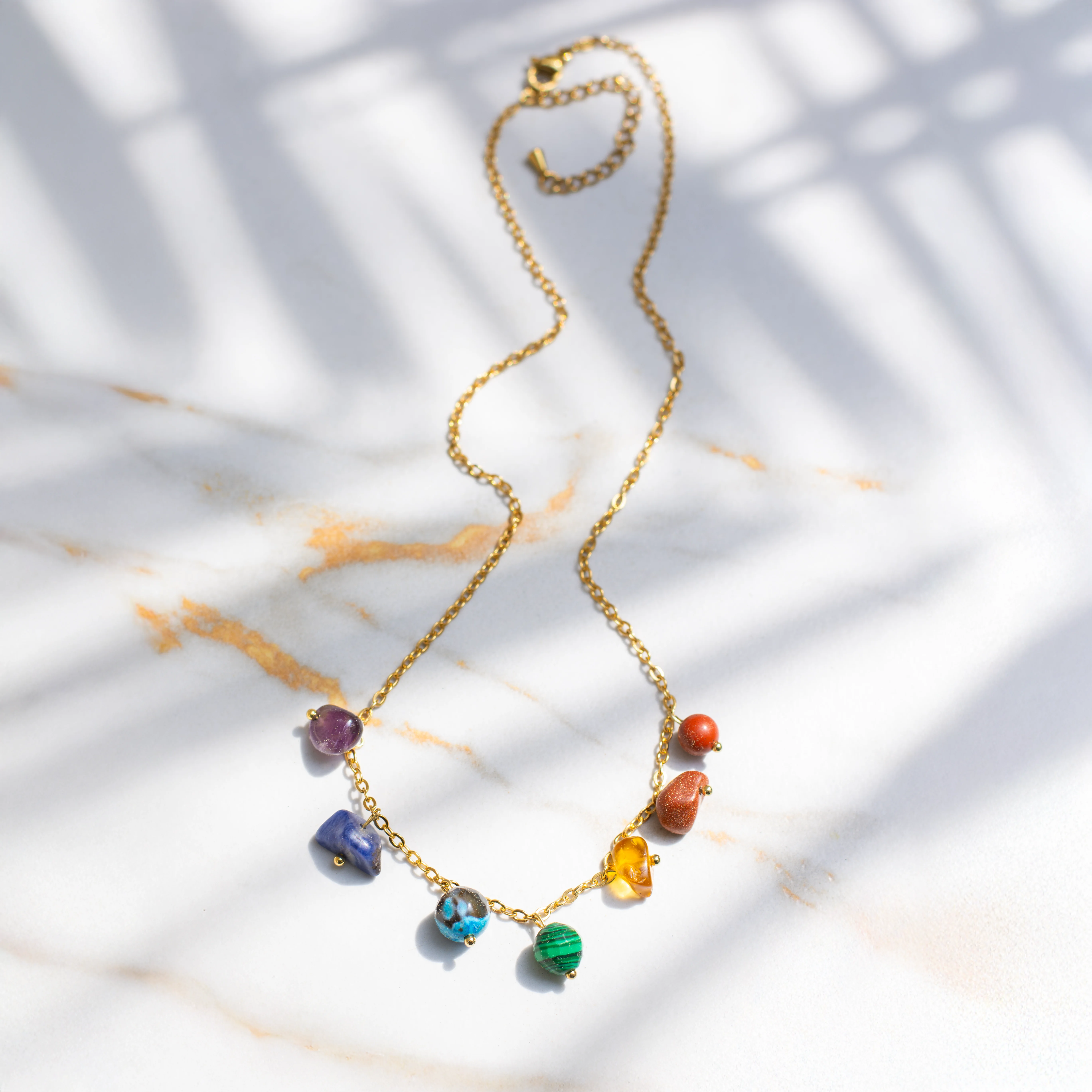 Κολιέ chakra με φυσικές πέτρες - Ουράνιο τόξο