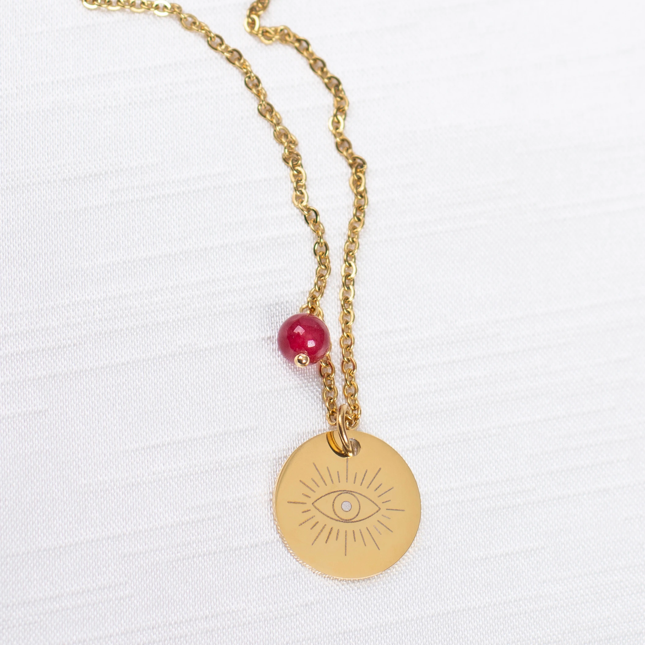 Κολιέ με Evil Eye και πέτρα χαλκηδόνιο - Μάτι προστασίας - Image 4