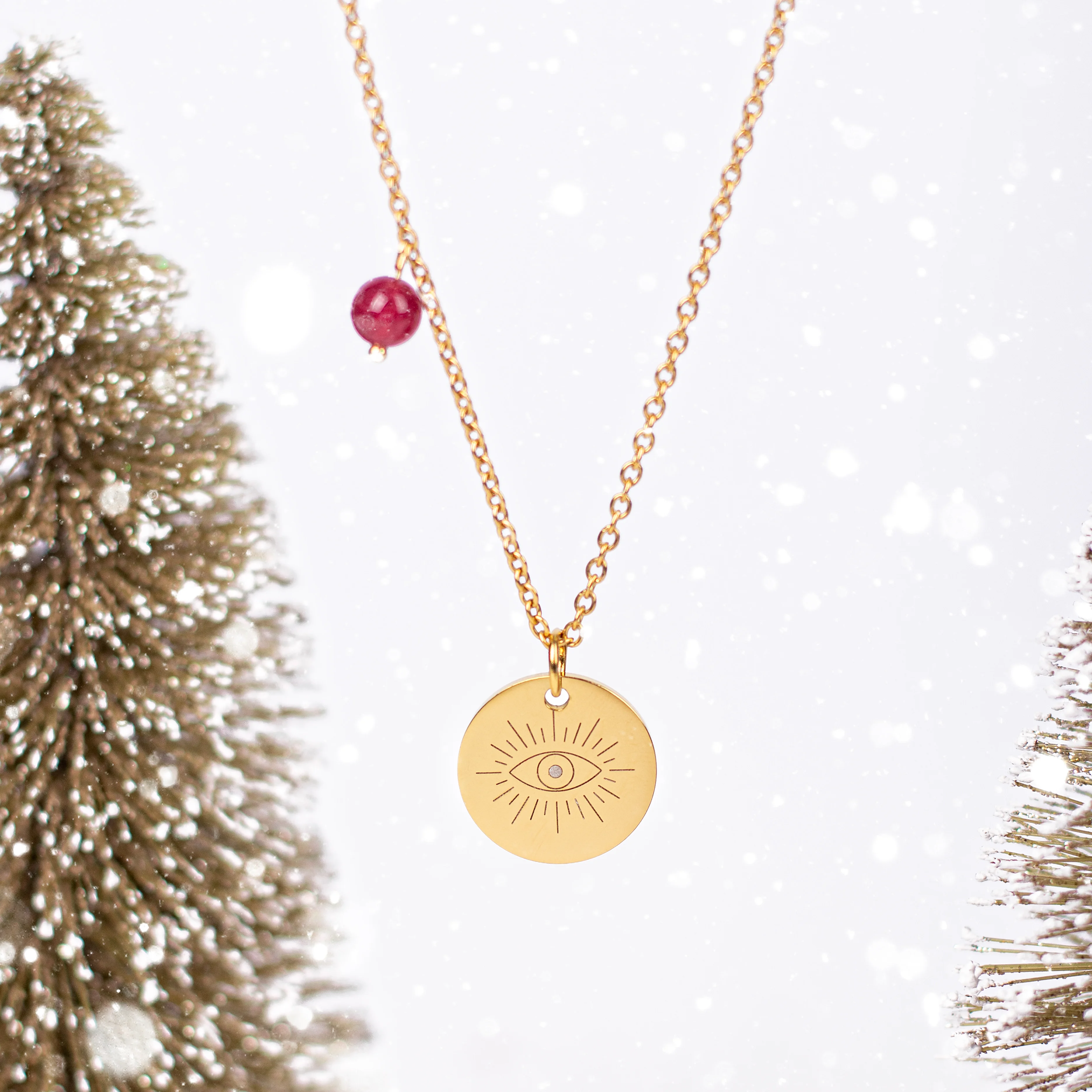 Κολιέ με Evil Eye και πέτρα χαλκηδόνιο - Μάτι προστασίας - Image 6