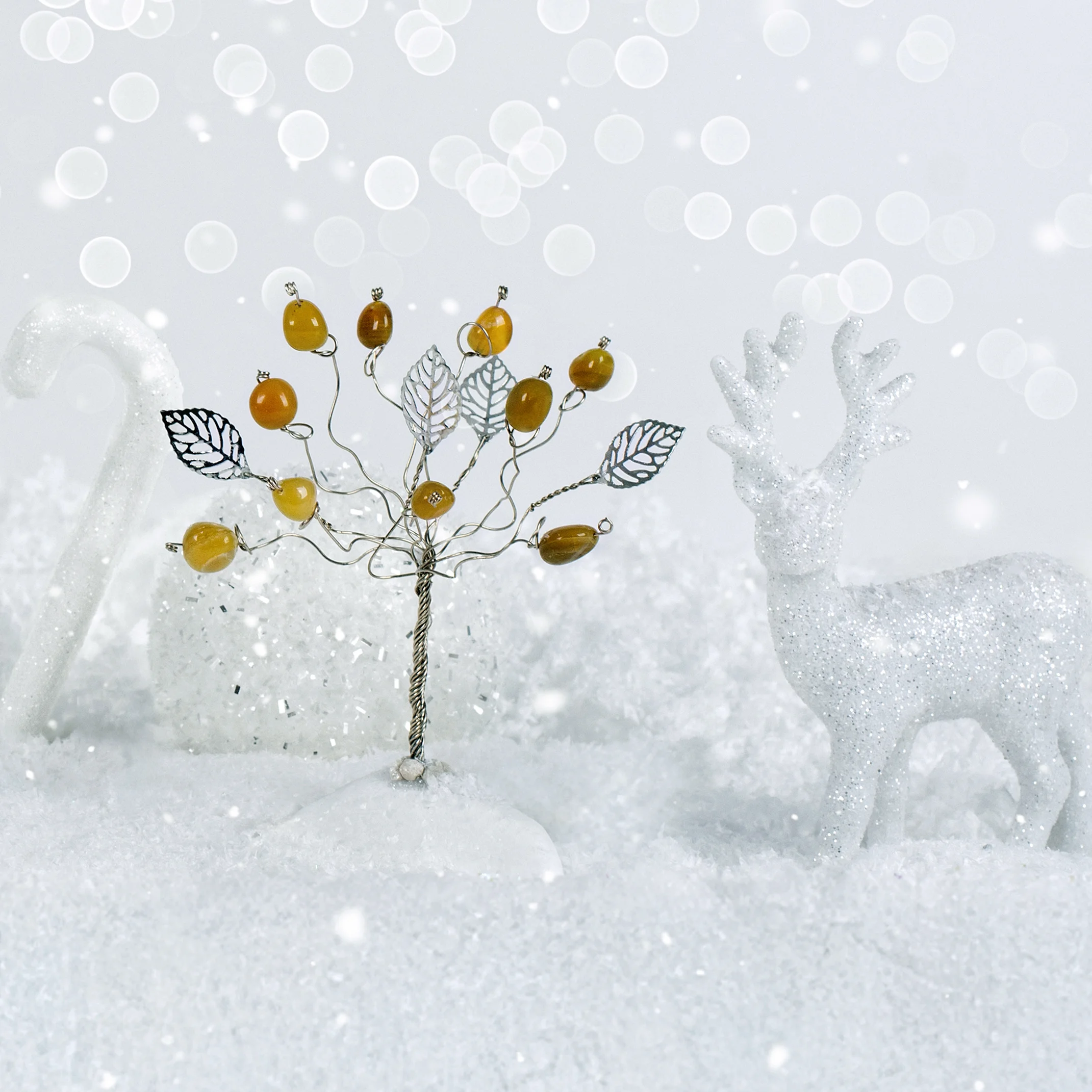 Γούρι - Δέντρο της ζωής με κίτρινο αχάτη & φύλλα