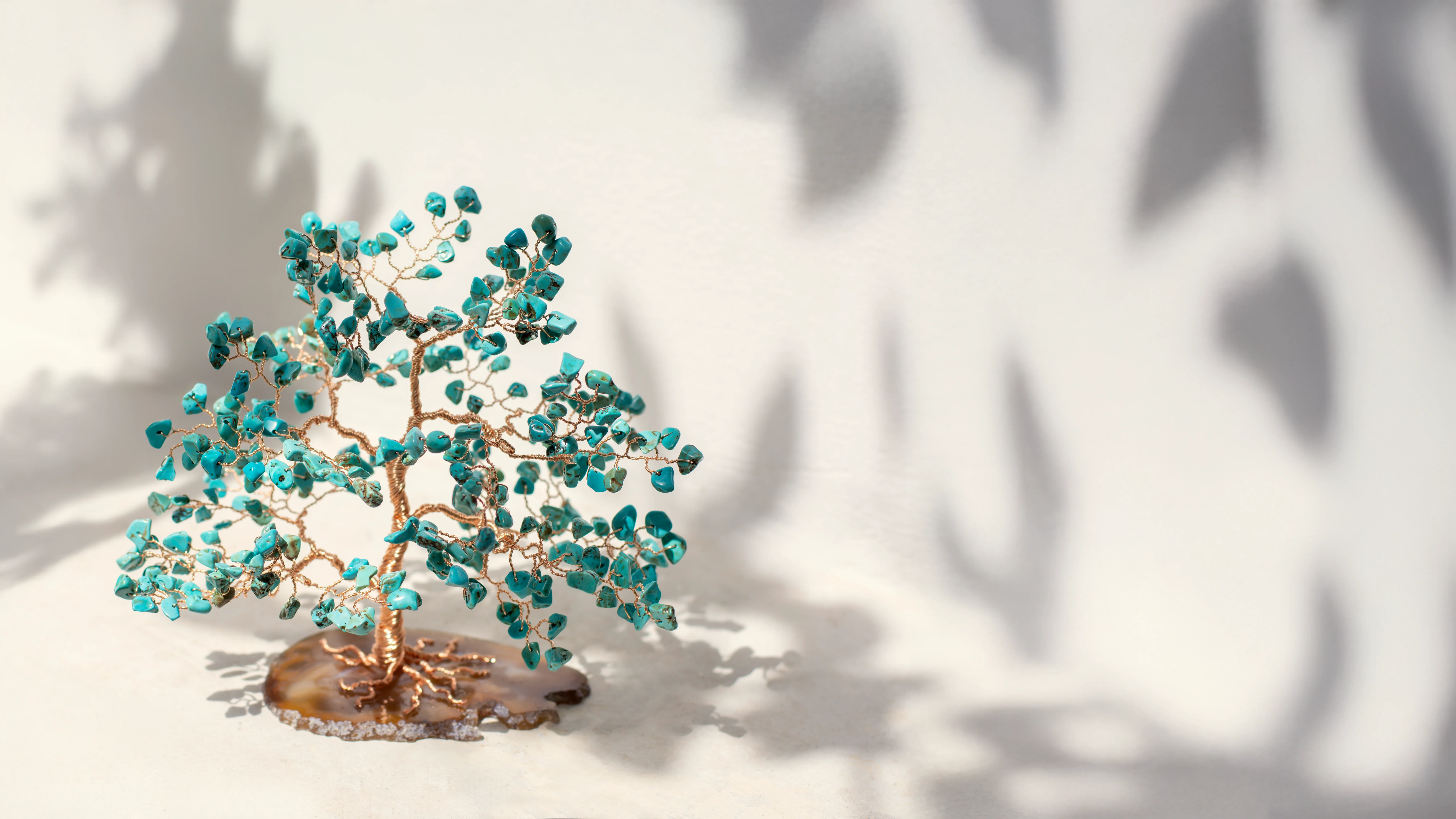 Χειροποίητο δέντρο της ζωής από σύρμα με πέτρες τυρκουάζ και αχάτη